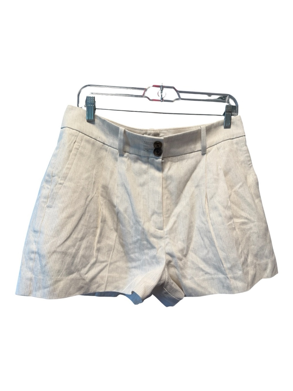 Reiss Linen Tailored Shorts Size 8 NWT Ivory High Rise